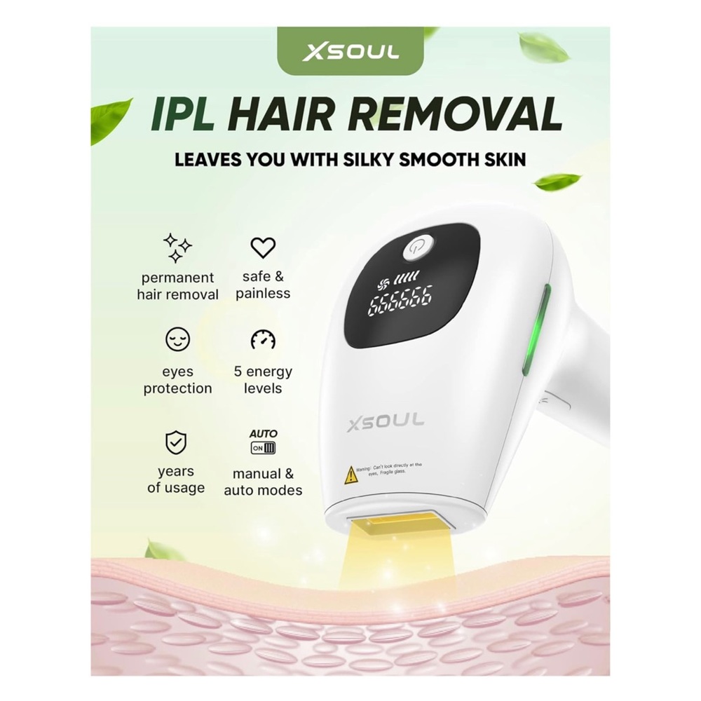 At-Home IPL Hair Removal for Women & Men Permanent Hair Remover 999,999 Flashes